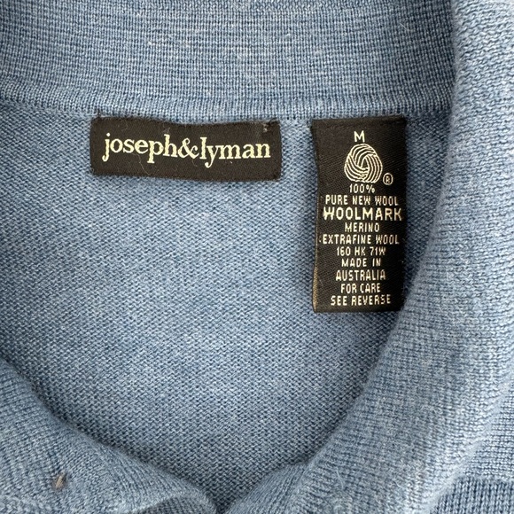 Joseph & Lyman Polo Sweater Men’s M Blue Wool Long Sleeve - Picture 3 of 7